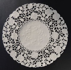 25 – 8″ Off White ROSE FLORAL Lace Paper Doilies | Invitation Wrap Paper Doily