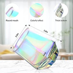 Stemless Wine Glasses Set of 4 Rainbow Diamond Wine Glass, Lead-Free Modern
