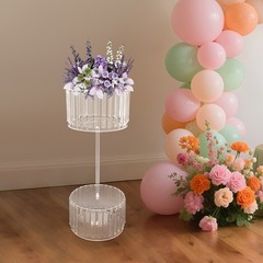 30*75cm Acrylic Flower Rack,2-tier Flower Stand With Hanging Pendants Forwedding