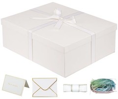 Large Gift Box with lid 16.5x13x5.5 inches,White 1 Count (Pack of 1) 02-white