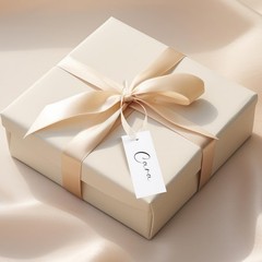 50 PCS Beige Blank Name Place Cards Satin Ribbon 1.57×3.54 Inch Table Setting