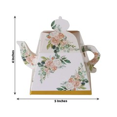 GOLD 25 Mini Teapot 4″ Wedding FAVOR BOXES Floral Print Party Event Decorations