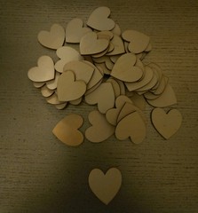 Plain Wooden Hearts 50 Count