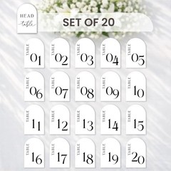 Minimalist Arch Wedding Table Numbers 1-20 with Head Table – 4×6 Inch | Textu…