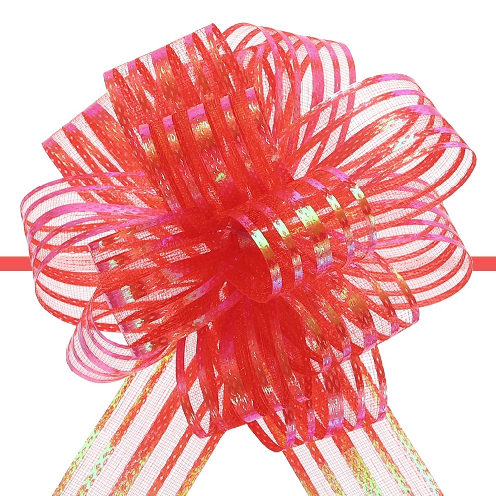 5pcs 6″ Large Organza Pull Bow Chiffon Gift Wrapping Bows Ribbon Red