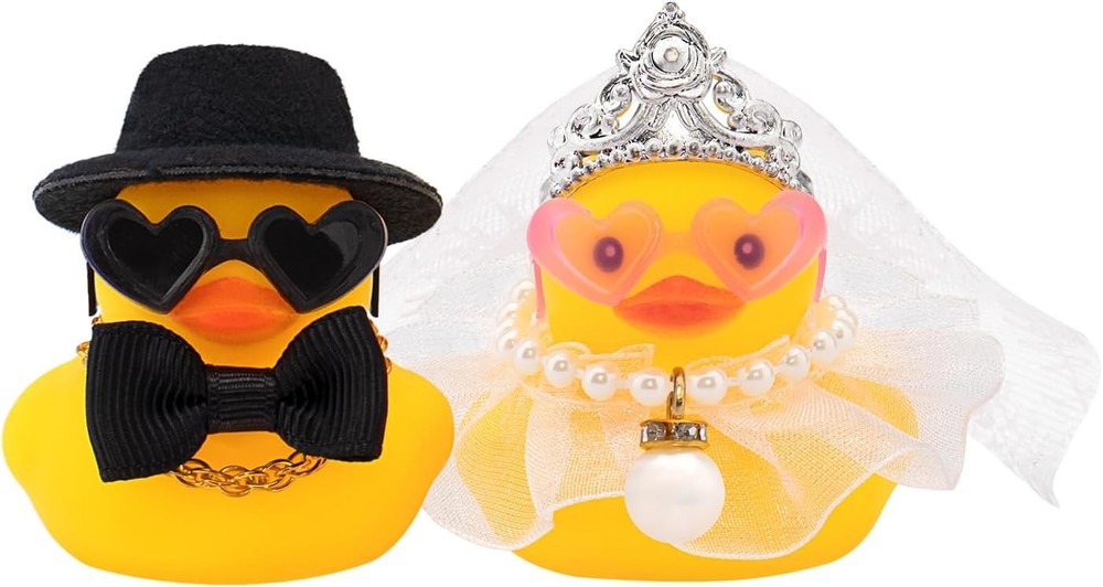 Pair Set of 2 Bride and Groom Rubber Ducks for Wedding Favors, Party Favors, Cer