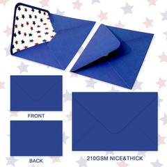 50 Pcs Patriotic Invitation Envelopes Red Blue Star Greeting Card Holders 4th of