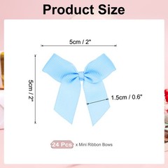 24 x Mini Grosgrain Ribbon Bow 2″ Self Adhesive Flower Bows Light Blue