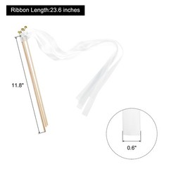 20Pcs Wedding Party Ribbon Streamers Sticks for Party Celebration White