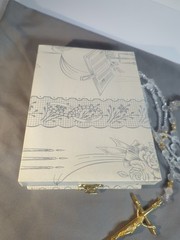 Vintage WEDDING LASSO~GLASS & ACRYLIC BEADS GOLD CROSS LAZO DE BODA~Religious