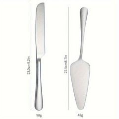 2 Pieces Stainless Steel Silvery Cake Knife and Server Set Cutting Slicing