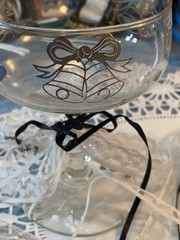 Bride & Groom Wedding Toast Laced Goblets With Wedding Bells AvaC1