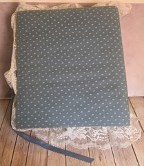 VTG Blue Floral Fabric Lace Photo Album Cottagecore Shabby Chic Slip-In Pages