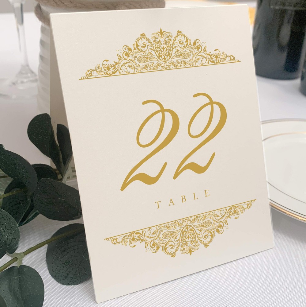 Paisley Wedding Table Numbers (Select Color/Quantity), Champagne, Gold, 1-15,…
