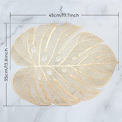 Evevda Gold Leaf Shaped Vinyl Placemats for Dinner Table Set of 8,