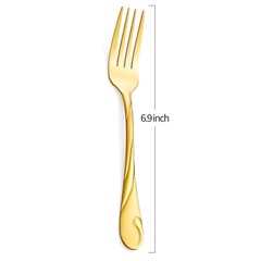 Gold Salad Fork Set, Seeshine 6.9-inch Stainless Steel Shiny Gold Metal Desse…