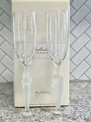 Hallmark Keepsake Two Hearts One Love Wedding Toasting Flutes Bride Groom 2005