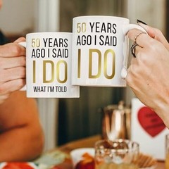Dnuiyses Novelty 50 Years Ago Mugs Set Anniversary Wedding Gifts for Couple,