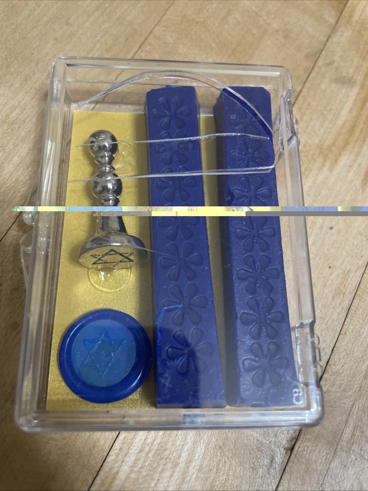 Sealing Wax Kit, Jewish Star Seal, 2 Sticks Of Royal Blue Wick Wax, (Broken Box)