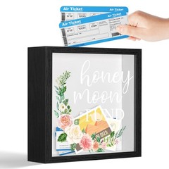 Honeymoon Fund Frames Box, Wooden Black Photo Frame Shadow Box White