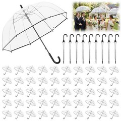 60pcs Auto Open Clear Dome Umbrella 8 Ribs Auto Open Stick Umbrella for Wedding