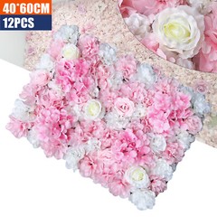 12PCS Artificial Flower Wall Panels 16″x 24″ Silk Flower Backdrop Party Decor