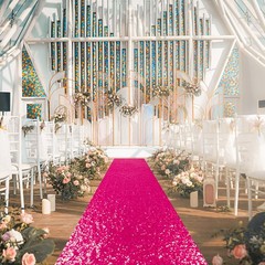 Hot Pink Carpet Runner for Party Wedding Aisle Sequin Sparkly Rug for Prom Ce…