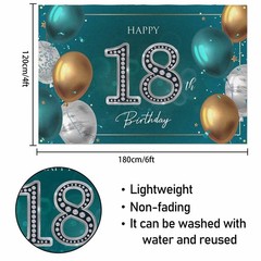 HAMIGAR 6x4ft Happy 18th Birthday Banner Backdrop – 18 Years Old Birthday Dec…