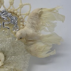 Vintage 25th Wedding Topper 1950’s USA Featuring Two Doves Yellowed But Gorgeous