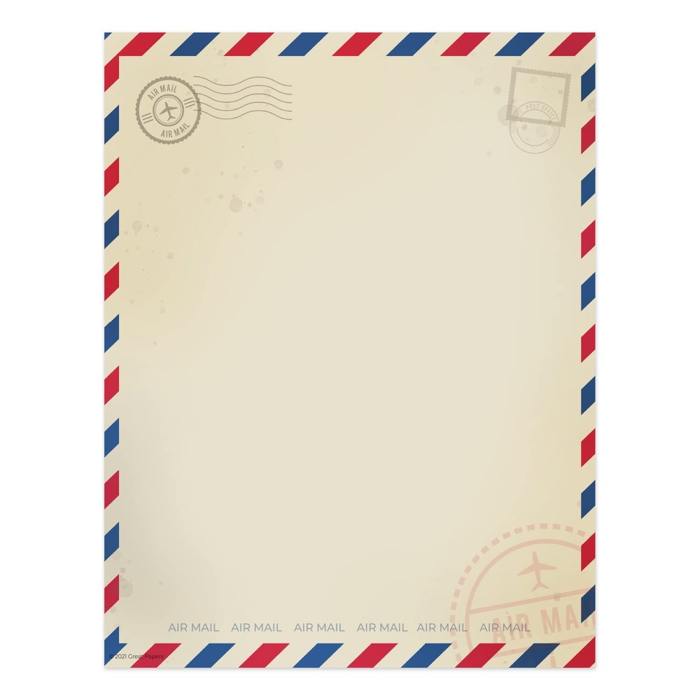 Vintage Air Mail Letterhead / 50 Sheets 8.5″ x x 11″,