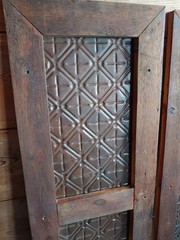 WEDDING Shutter-2 Handmade Reclaimed wood & Antique tin ceiling tile 42″ Barn