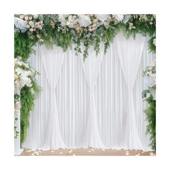 White Backdrop Curtains 10 Panels, 10 Feet Wrinkle-Free Polyester Photography…