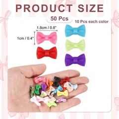50 Pieces Mini Bow 0.8″ Multicolor Ribbon Bows for Decoration