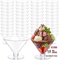 100 PCS Plastic Martini Glasses – 5oz Disposable Cocktail Coupe Glasses – Clear