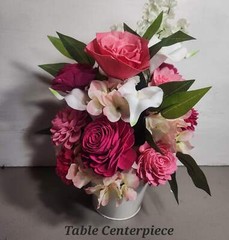 Fuchsia Rose Calla Lily Sola Wood Bridal Wedding Bouquet Accessories