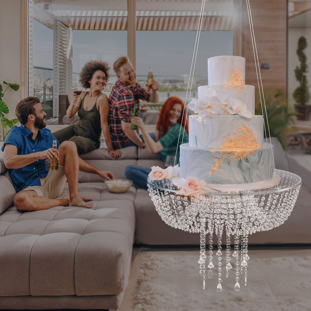 60CM Acrylic Swing Cake Rack Stunning Sparkling Chandelier Stand Suspended Cake