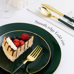 175 Pieces Green Gold Plastic Dinnerware Set, Green and Gold Disposable Plates
