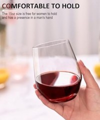 Stemless Wine Glasses Set of 4, Red White Wine Glasses, Stemless-15oz (4 Count)