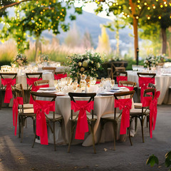 10 Pcs Red Satin Chair Sashes Bows Universal Chair Cover for Wedding Reception E