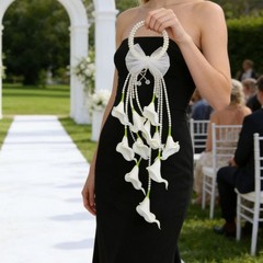 White Calla Lily Hand Arrangement Elegant Calla Lily Bridal Arrangement Long