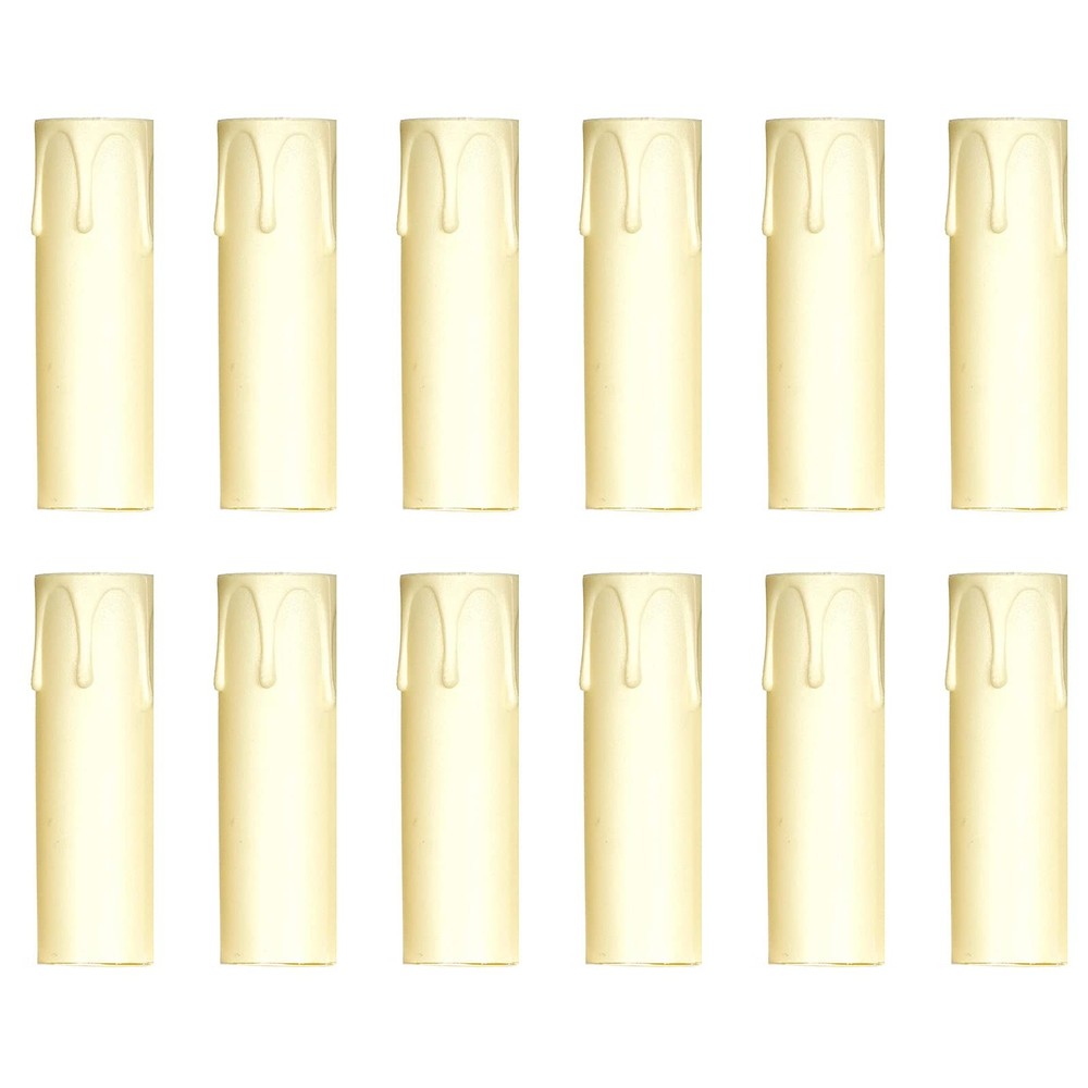 – 12 – 3.5 Inch Ivory Plastic Drip Candle Covers 13/16 Inch Inside