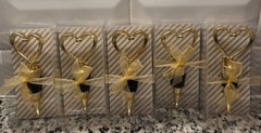 5x NIB-Heart of Gold Bottle Wine Stopper Party Favor Guest Gift Wedding