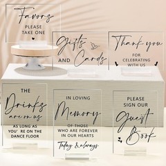 6 Pcs Clear Acrylic Wedding Signs Reception & Ceremony 5» x 7» Wedding Signage