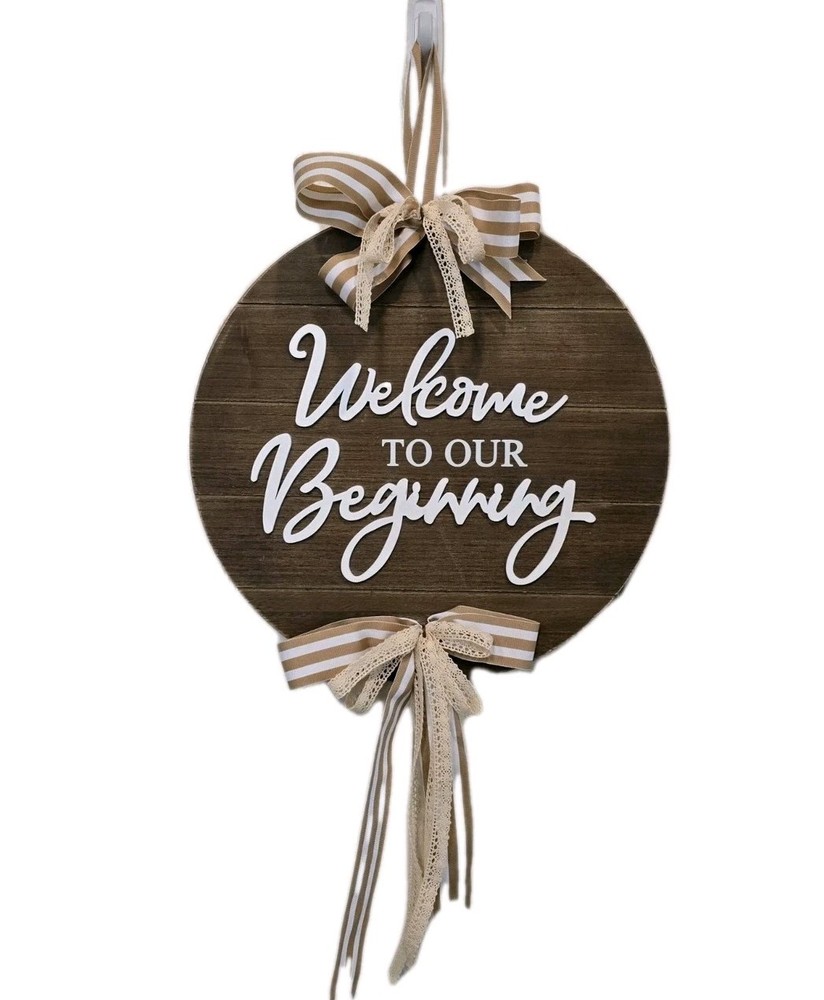 Wedding wood sign Farmhouse welcome door decor newlywed door wreath wedding gift