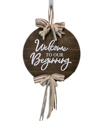 Wedding wood sign Farmhouse welcome door decor newlywed door wreath wedding gift