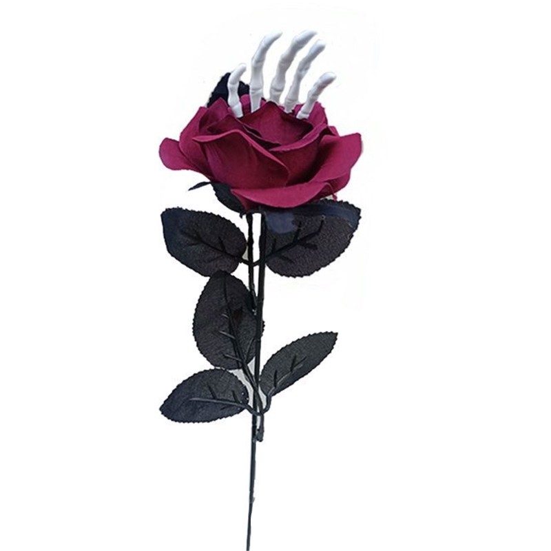 Halloween Rose Flower with Hand Bone for Wedding Party Home Bedroom Decorations