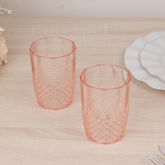 TRANSPARENT BLUSH 16 oz Crystal Cut Plastic DRINKING GLASSES Party Events Home