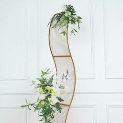 7 ft GOLD Wavy Grid Metal Floral Display Frame Wedding Arch BACKDROP STAND Party
