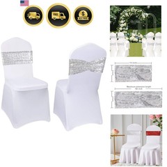 Set of 20 Sequin Sashes Bows Silver Chair Sashes for Wedding Party Chair Cove…