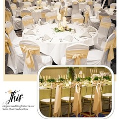 100PCS Satin Chair Sashes Bows Wedding Party Event Decorations Shiny Fabric New